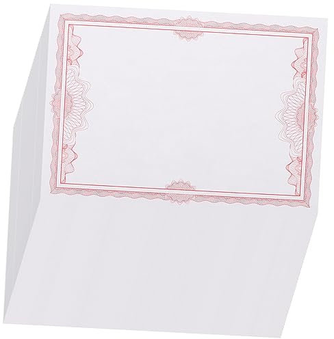 STOBOK Blanko-zertifikatpapier Auszeichnungszertifikatpapier Ehrenurkunden 50 Blatt Rot 12k-abschlusszertifikat Für Den Geschäftsabschluss Anerkennung Von Mitarbeitern
