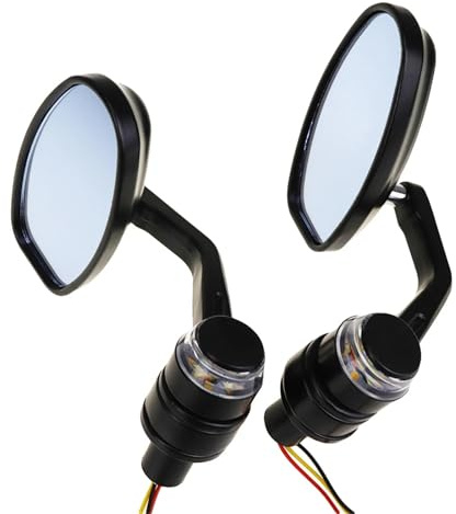 Motorrad Spiegel 1 Paar 7/8 Zoll 22 Mm Universal-Lenkerend-Seitenrückspiegel Mit Blinker Licht Motorrad-Aluminium-Rückansicht Motorrad Rückspiegel