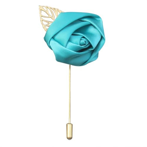 Xiao Hua Ansteckblume für Bräutigam, Rosen-Boutonniere für Hochzeit, Knopflöcher, Knopflochblume für Herren, Hochzeit, Bräutigam, Trauzeugen, für Abschlussball, Hochzeit, Blau, Grün, 6 Stück