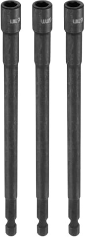 sourcing map Lot de 3 forets hexagonaux 6 mm métriques à 6 pans avec tige hexagonale de 6,35 mm, douilles magnétiques en acier CR-V pour perceuses électriques et visseuses à percussion, 150 mm de long