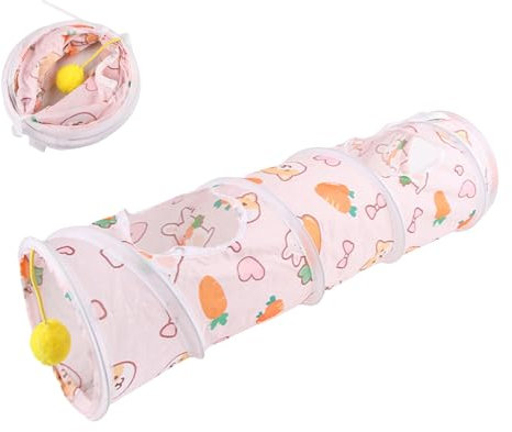 Quzente Kleintiertunnel – Indoor Pet Peekaboo Pipe | Faltbarer Spielzeug-Hasentunnel, interaktives Rohr für Kaninchen, Frettchen, Hamster, Chinchilla, Igel, Verstecken und Ausruhen