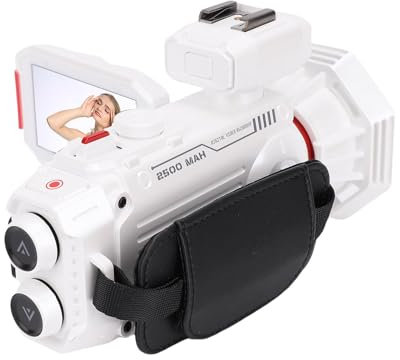 Caméscope de Caméra Vidéo 4K, Appareil Photo Vlogging WiFi 53MP Autofocus avec Zoom Numérique 50x, écran de 3,0 Pouces, Interface de Chaussures Chaudes Externes, Lecteur de Carte (White)