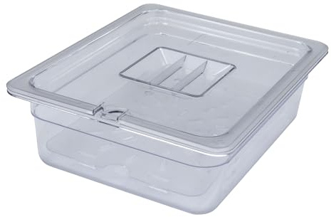 AcMax Set Polycarbonat GN 1/2 Gastronormbehälter GN-Behälter 6,5 Liter Tiefe 100mm Kunststoff, Deckel mit Einkerbung und Abtropfeinlage