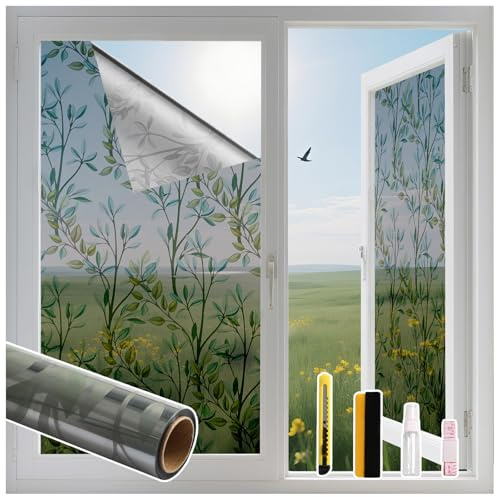 FINNEZ Fensterfolie - UV Sonnenschutzfolie, Blickdichte Selbstklebende für Fenster Innen & Außen Hitzeschutz Folie, Silber 44,5 x 200 cm
