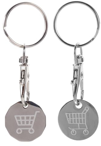 Healvian Shopping Keychain Trolley Token Keyring Shopping Carts Grocery Trolleys for Supermarket Use for Classic Style 2pcs Stainless Steel and Lightweight and Portable Convenience
