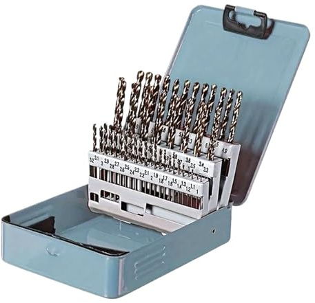 Jeu de forets hélicoïdaux Coffret de 51 forets hélicoïdaux M35 au cobalt, HSS-Co 1 à 6 mm for acier inoxydable, bois et métal, avec boîtier métallique