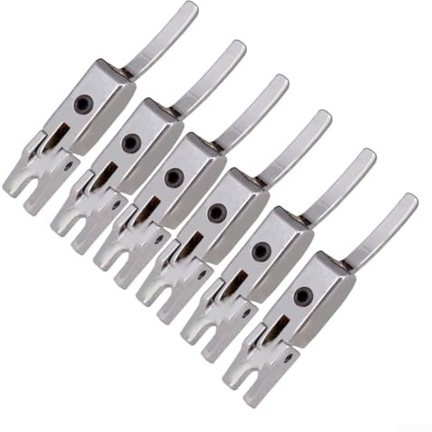 Puente de trémolo para guitarra eléctrica, 6 unidades, sistema de bloqueo doble (plateado)