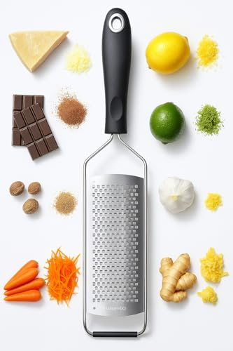GloWonder Professional Stainless Steel Cheese Grater with Ergonomic Handle, Multi-Purpose Kitchen Zester for Cheese, Lemon, Chocolate, Vegetables