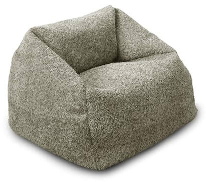 Bags of Beans Soft Boucle Kids Bean Bag Chair Pre-Filled - Pebble | Machine Washable Removeable Cover - Lightweight Comfortable Chair Childrens Seating for Bedroom & Playroom - 55(W) x 45(H)cm