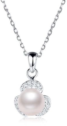 s925 Silverhalsband Dammode Elegant All-Match Sötvattenspärlhängsmycken