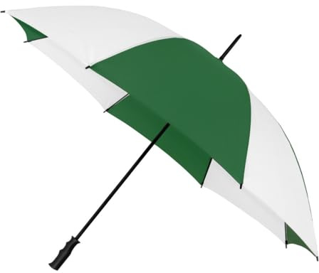 Falconetti Golfschirm – Windfest – 8 Fiberglasstreben – Komfortabler Griff – Schirm für Damen und Herren – Strapazierfähiges Polyesterdach – 125 cm Durchmesser – Dunkelgrün und Weiß