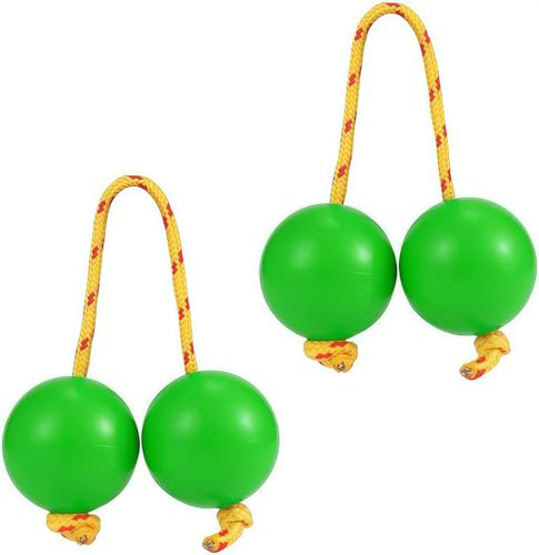 Bolas de Ritmo Africano,2 Pares Bola Rítmica de Aslatuas,Kashaka Shaker,Instrumento Africano Percusión Manual,Percusión de Doble Calabaza(Verde)