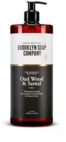 Brooklyn Soap Company Duschgel für Männer - Oud Wood & Santal | 1 Liter Body Wash - 2-in-1 Duschgel für Herren für Haut und Haare - Shower Gel