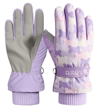 Generisch Guantes de esquí y snowboard para niños, resistentes al viento, cálidos, para deportes al aire libre, niños y niñas (púrpura, 4-8 años)