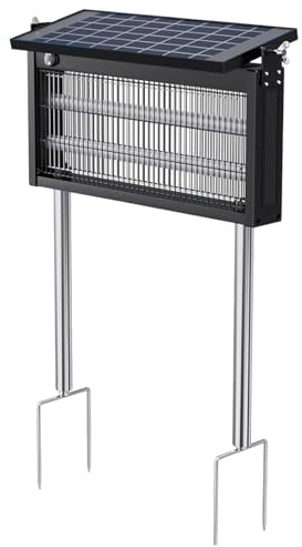 Dasbsug Lampe solaire anti-mouches électrique silencieuse 4000 V Texture ABS Convient pour une utilisation en extérieur Jardin Lumière solaire portable