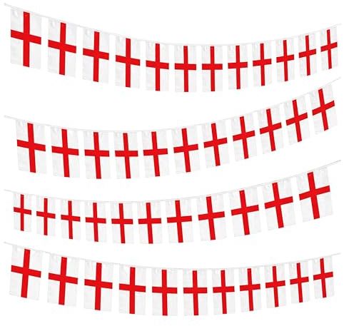 Banderines de bandera de San Jorge de Inglaterra para la Copa Mundial de la FIFA 2026, 125 banderas de PVC de 20 x 30 cm, decoración de fiesta de fútbol de doble cara para pub y celebraciones