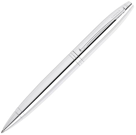 Cross Calais Kugelschreiber (Drehmechanik, Strichstärke M, Schreibfarbe: schwarz, inkl. Geschenkbox) in Glanzchrom, 1 Stück (1er Pack)