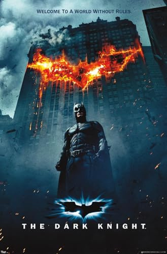 Trends International DC Comics - The Dark Knight - Batman Logo On Fire One Sheet Wall Poster, 22.375 x 34, Unframed Version