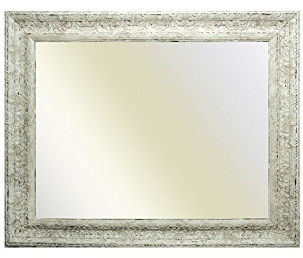 Neumann Bilderrahmen Barockrahmen weiß fein verziert 843 AVO, Spiegel, 60x90 cm