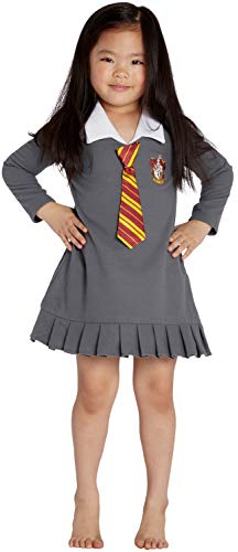 HARRY POTTER Hermine Granger Gryffindor Halloween-Kostüm für Kleinkinder, Uniform, Krawatte, Pyjama-Kleid, grau, 3T