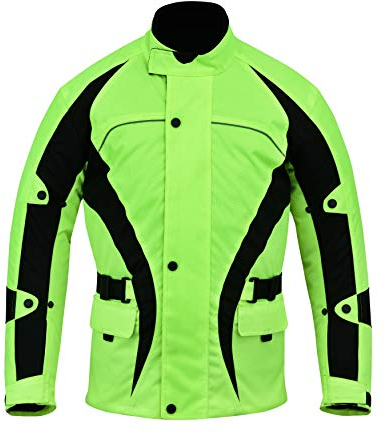 Chaqueta de motocicleta para hombre, guerrero, textil, carreras, moto de alta visibilidad, blindada CE | Chaquetas impermeables, amarillo, 9X-Large