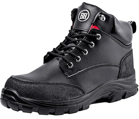 Black Hammer Mens Safety Boots Steel Toe Cap S3 SRC Work Shoes Ankle Leather 7700 (8 UK) Black