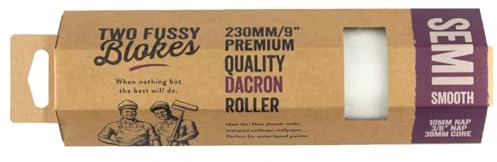 Two Fussy Blokes 230mm (9 Inch) Dacron Paint Roller Sleeve – 10mm Nap for Semi-Smooth Surfaces – Ideal for Walls, Ceilings, Water-Based Paints & Emulsions [Single Pack]