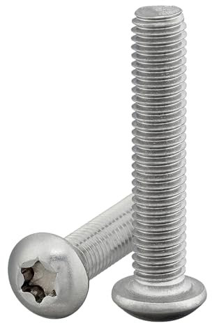 Linsenkopfschraube mit Innensechsrund/Torx (ISR,TX) nach Norm: ISO 7380-1 rostfreier Edelstahl A2 V2A Vollgewinde Halbrundkopfschraube Flachkopfschraube Linsenschraube (10 Stück, M8 x 25 mm)