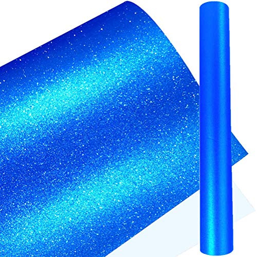 Glitter Shining Beads Adhesive Permanent Vinyl DIY Craft Vinyl Sticker for Silhouette Tumblers Cameo Craft Cutter Letters, Banners,Glass Mirrors, 30cm by 150cm (Blue)