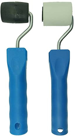 Markenlos Nahtroller Set 2-teilig – Andrückrolle & Tapetenroller, Hartkunststoff + Moosgummi für Raufaser und empfindliche Tapeten, 45 mm Kantenroller