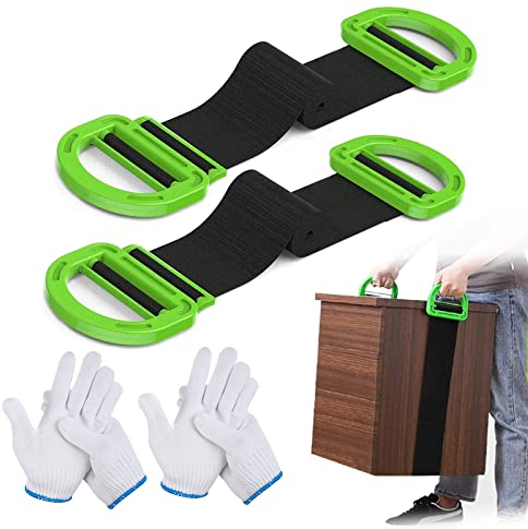 2 Set Transportgurt Set, Transportgurt Schwerlast Tragegurt Möbel Transport Gurt 2 Paare vonrutschfesten Handschuhen für Möbel, Boxen, Klavier, Bücherregalen