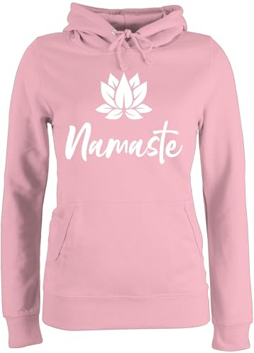 Shirtracer Pullover Damen Hoodie Frauen - Yoga und Wellness Geschenk - Namaste mit Lotusblüte weiß - XL - Hellrosa - Joga Geschenke Yoga-Pullover Meditation Lotus Fun-Kapuzenpullover für Fans