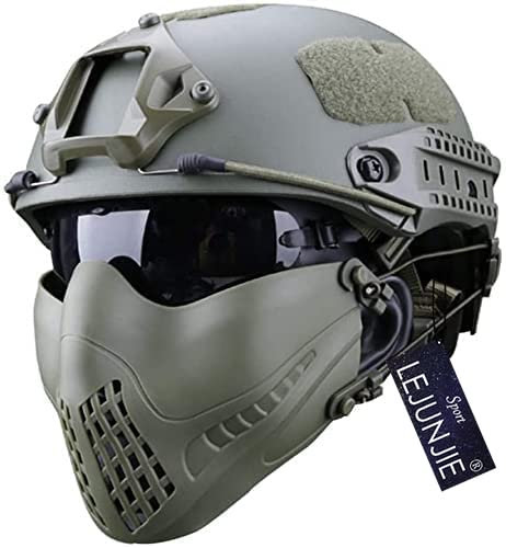 Casque Rapide Tactique MH, Demi-Masque en Maille Airsoft et Lunettes de Protection Anti-UV