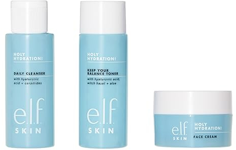 e.l.f. SKIN Holy Hydration! The Essentials Mini Kit, detergente, tonico e idratante per una pelle idratata ed equilibrata.