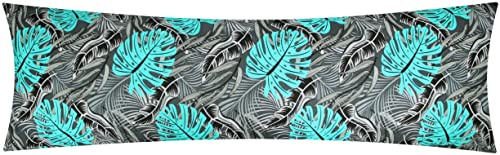 Renforcé Seitenschläferkissen Bezug 40x145cm - Blätter Geblümt (KY-630/1) | 100% Baumwolle - Kissenbezug, Kissenhülle, Reißverschluss auf der langen Seite