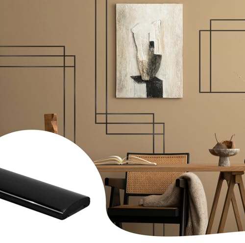JSIWOTH 16M Moulures Auto-adhésives, Noir PVC Flexible Étanche, Baguette de Finition Auto-adhésive pour Mur, Carrelage, Fenêtres, Portes, Miroirs, Dosseret & Meubles(LARG.:1CM, ÉP.:0,25CM)