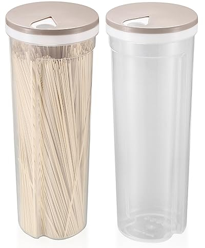 2 Pezzi Contenitore per Pasta, Contenitori per Conservazione Alimenti con Coperchi, Scatola Porta Pasta, Contenitore per Spaghetti in Plastica, per Cereali, Farina d'Avena, Noci, Fagioli