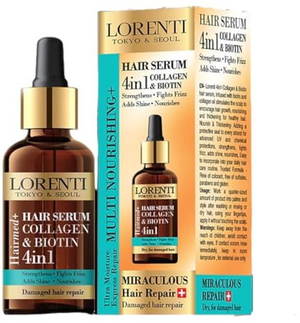 Lorenti Hair Serum Collagen Biotin 4 in 1 | Nourish & Thickening Oil | Damage Hair Repair Unisex 50ml