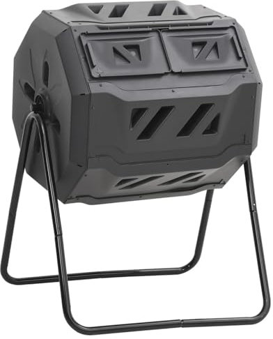 Vopese Contenedor de compostaje de jardín Negro 73x64x95 cm 160 L Compostador Capacidad de 300L Compostera Orgánica para Producción Abono de Jardín Exterior