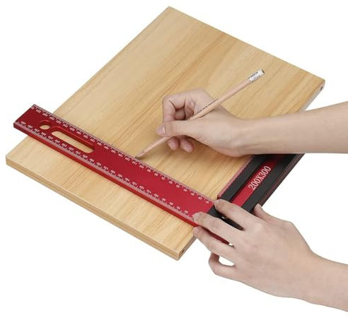 Escuadra en L, Aleación de Aluminio en Forma de L, Escuadra para Carpintería de 300x200 Mm, Escuadra de Encuadre con Valla de Tope, Regla de Encuadre, Escuadra de Carpintero,