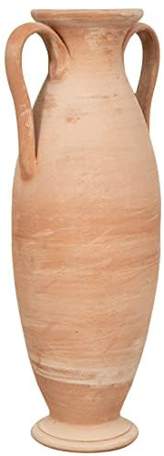 Biscottini Romerska Amfora L34XPR26XH80 - Dekorativ Vase Inomhus Terrakotta - Moderna Inomhus Dekorativa Vaser - Terrakotta Vaser - Utomhus Planteringslådor - Stora Utomhus Krukor