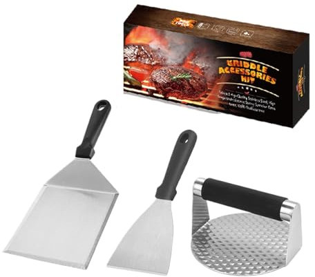 Hamburgerpresse aus Edelstahl, Smash Burgerpresse, Zubehör für Grillplatten - Smash Burgerpresse aus Edelstahl, Burgerpresse Antiade