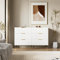 Sideboard Weiß - Moderne Elegantes Kommode mit Schublade und viel Stauraum, wellenförmige Oberfläche, goldenen Griffe, für Wohnzimmer, Esszimmer und Flur - 120 x 77 x 40 cm (B/H/T)