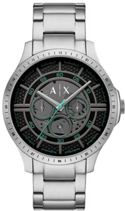 Armani Exchange Watch for Men, Quarz Multifunktionales Uhrwerk und 46mm Gehäusegröße mit Edelstahlarmband