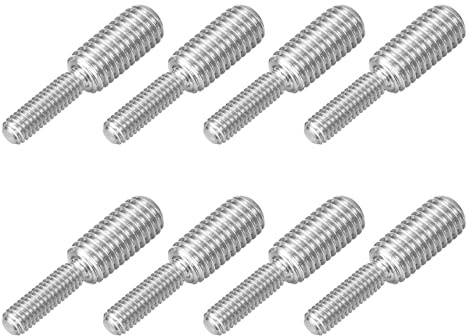 sourcing map M6 x 20 mm auf M10 x 20 mm Doppelend-Gewindebolzen, 8 Stück, 304 Edelstahl, Gewindereduzierer, Adapter für Möbel, Maschinen, Montagebefestigung