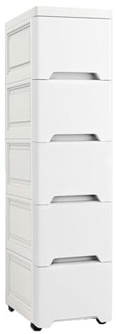 Badezimmerschrank aus Kunststoff, schmal, mit Schubladen auf Rollen, kleiner Schrank für schmale Räume, 18 cm, Weiß