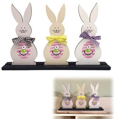 Coniglio Pasquale Decorazioni Legno Coniglietti Pasquali Perfetti per la Casa - Decorazioni Pasquali in Legno, Accessori per Pasqua, Adorabili Regali per Pasqua per Adulti