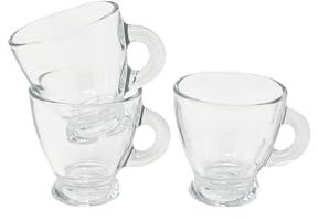 CUCUBA Set 3 Tazzine da Caffè Roma in Vetro Trasparente 95ml Lavabili