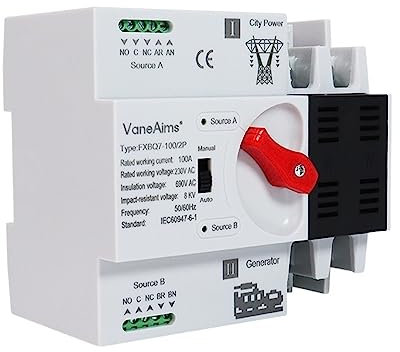 Interruttore di commutazione automatica 220V ATS Interruttore di trasferimento automatico su guida Din 2P Selettori a doppia alimentazione Generatore solare 63A 100A(63A (Normal type))