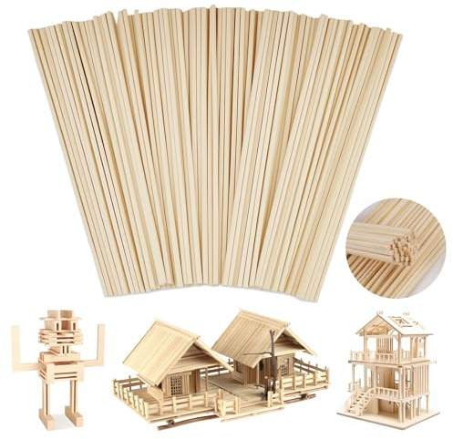 100 Piezas Palitos Algodón de Azúcar, 300 mm X 4 mm Cuadradas Varillas de Algodón de Azúcar Bastones de Madera Manualidades de Bambú Palitos de Madera Para DIY Proyectos Artesanía Manualidades